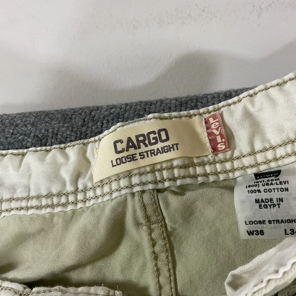 Levis Cargo Loose Straight Pants Mens 36x34 Khaki Utilit Work Cotton Cargo Pants